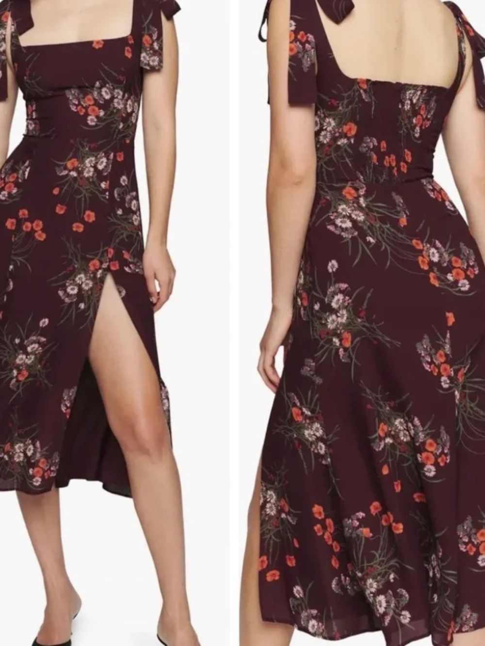 PLUS SIZE: Reformation Twilight Dress in Emmeline (Maroon Floral)